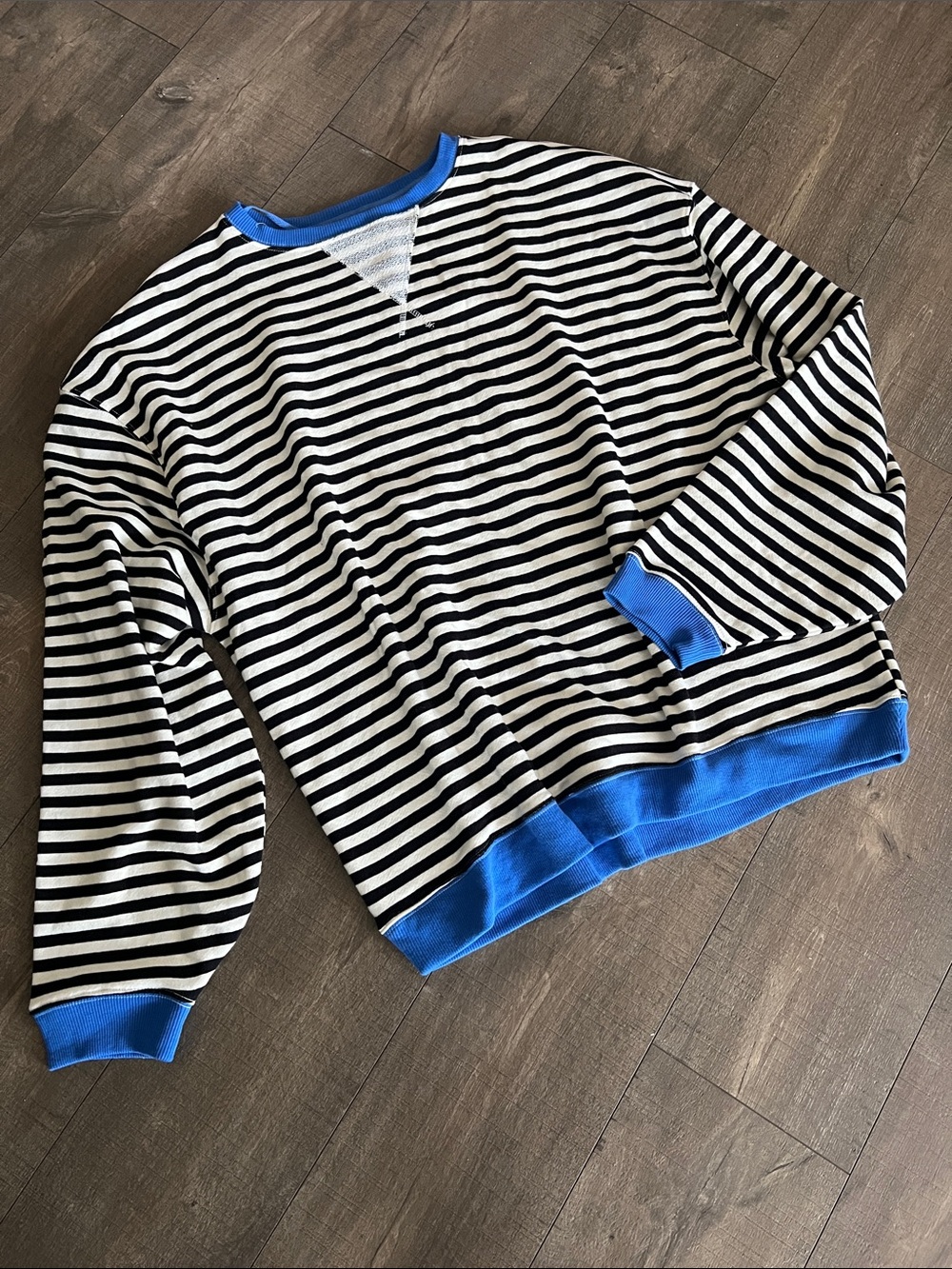 Free People Classic Striped Oversized Crewneck Sweatshirt NWOT L